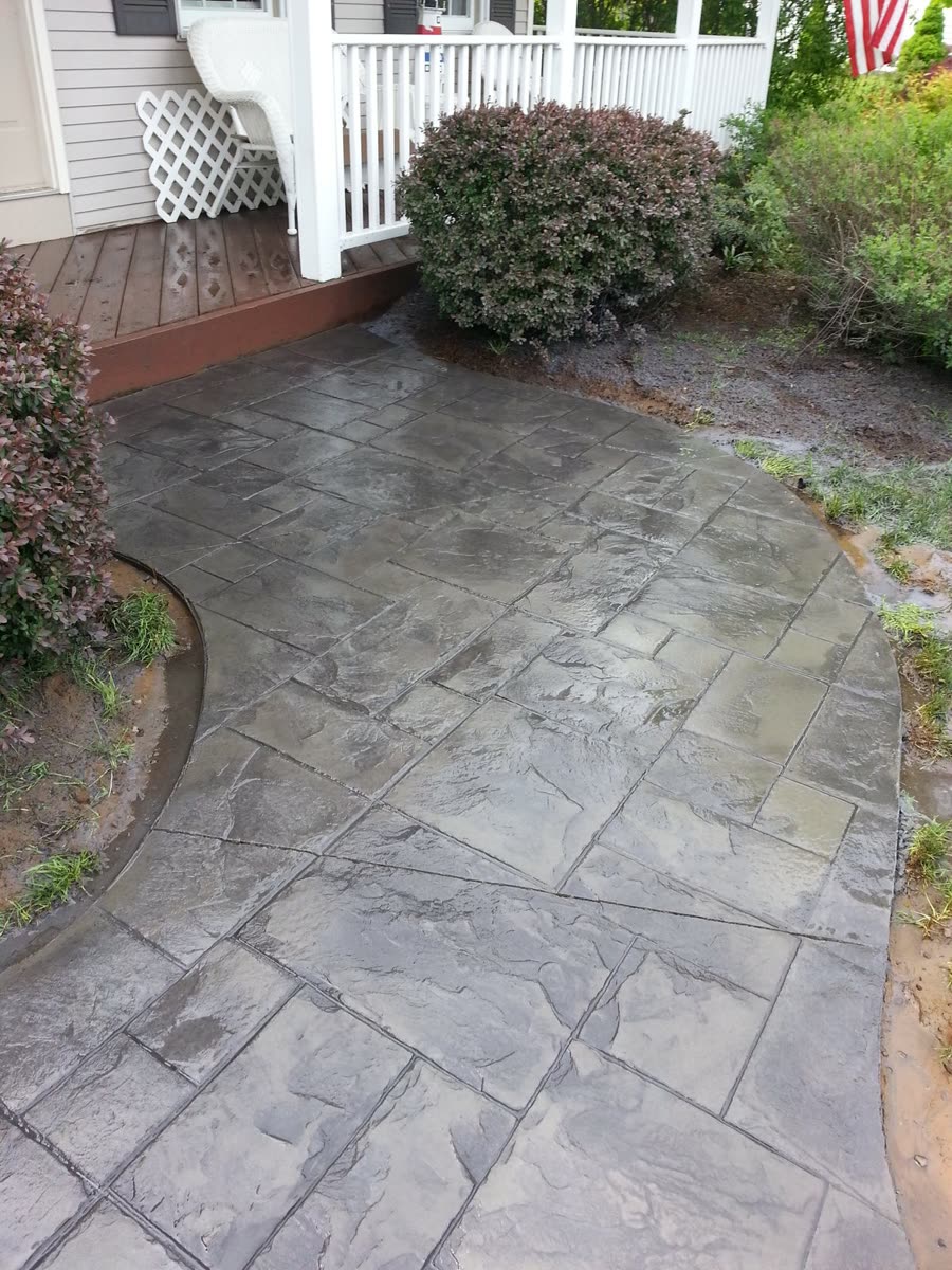 Stamped concrete front walkway in Rochester NY